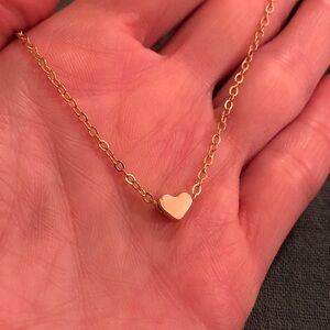 Tiny Gold Tone Heart Pendant Necklace